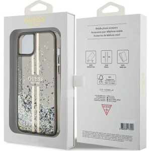 Buy Guess GUHCP15SLFCSEGK Apple iPhone 15 / 14 / 13 hardcase Liquid Glitter Gold Stripes black - GUE3194 - {ean13} - Home Screen Store Europe