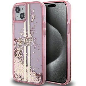 Kup Etui Guess GUHCP15SLFCSEGP Apple iPhone 15 / 14 / 13 hardcase Liquid Glitter Gold Stripes růžový/pink - GUE3195 - {ean13} - Sklep Home Screen