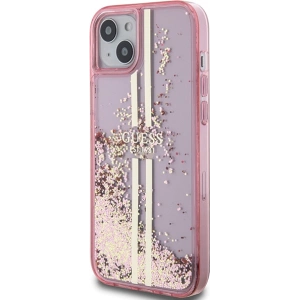 Buy Guess GUHCP15SLFCSEGP Apple iPhone 15 / 14 / 13 hardcase Liquid Glitter Gold Stripes pink - GUE3195 - {ean13} - Home Screen Store Europe
