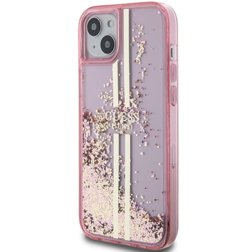 Kup Etui Guess GUHCP15SLFCSEGP Apple iPhone 15 / 14 / 13 hardcase Liquid Glitter Gold Stripes roz/pink - GUE3195 - {ean13} - Sklep Home Screen