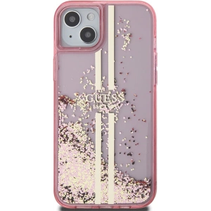 Buy Guess GUHCP15SLFCSEGP Apple iPhone 15 / 14 / 13 hardcase Liquid Glitter Gold Stripes pink - GUE3195 - {ean13} - Home Screen Store Europe