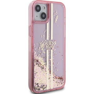 Buy Guess GUHCP15SLFCSEGP Apple iPhone 15 / 14 / 13 hardcase Liquid Glitter Gold Stripes pink - GUE3195 - {ean13} - Home Screen Store Europe