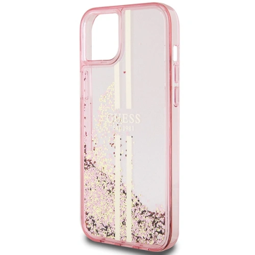 Kup Etui Guess GUHCP15SLFCSEGP Apple iPhone 15 / 14 / 13 hardcase Liquid Glitter Gold Stripes roz/pink - GUE3195 - {ean13} - Sklep Home Screen