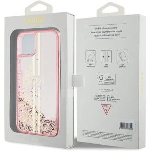 Kup Case Guess GUHCP15SLFCSEGP Apple iPhone 15 / 14 / 13 Hardcase Liquid Glitter Gold Stripes rosa/pink - GUE3195 - {ean13} - Sklep Home Screen