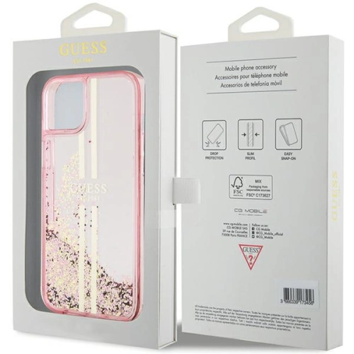 Kup Etui Guess GUHCP15SLFCSEGP Apple iPhone 15 / 14 / 13 keménytok Liquid Glitter Gold Stripes rózsaszín/pink - GUE3195 - {ean13} - Sklep Home Screen