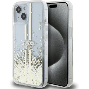Kup Etui Guess GUHCP15SLFCSEGT Apple iPhone 15 / 14 / 13 hardcase Liquid Glitter Gold Stripes transparent - GUE3196 - {ean13} - Sklep Home Screen