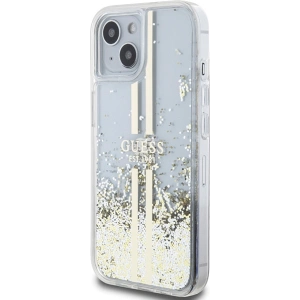 Kup Case Guess GUHCP15SLFCSEGT Apple iPhone 15 / 14 / 13 Hardcase Liquid Glitter Gold Stripes transparent - GUE3196 - {ean13} - Sklep Home Screen