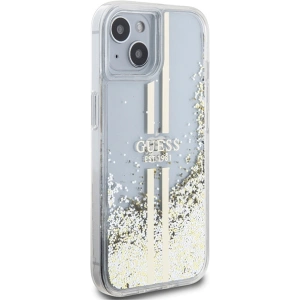 Buy Guess GUHCP15SLFCSEGT Apple iPhone 15 / 14 / 13 hardcase Liquid Glitter Gold Stripes transparent - GUE3196 - {ean13} - Home Screen Store Europe