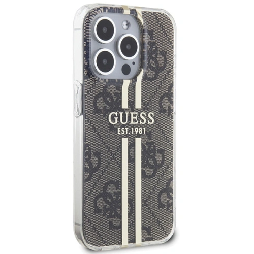 Buy Guess GUHCP15XH4PSEGW Apple iPhone 15 Pro Max hardcase IML 4G Gold Stripe brown - GUE3198 - {ean13} - Home Screen Store Europe