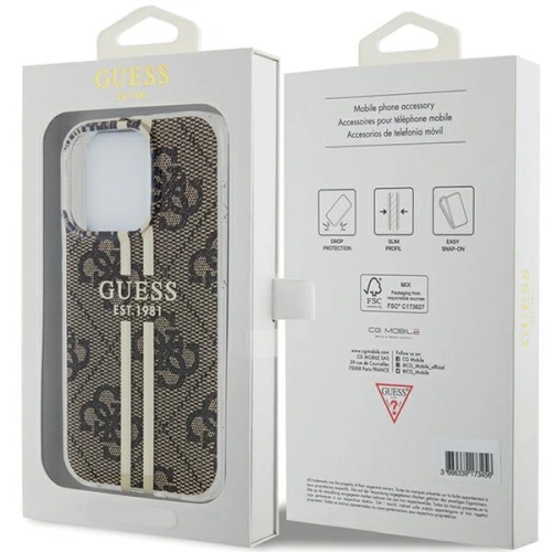 Buy Guess GUHCP15XH4PSEGW Apple iPhone 15 Pro Max hardcase IML 4G Gold Stripe brown - GUE3198 - {ean13} - Home Screen Store Europe
