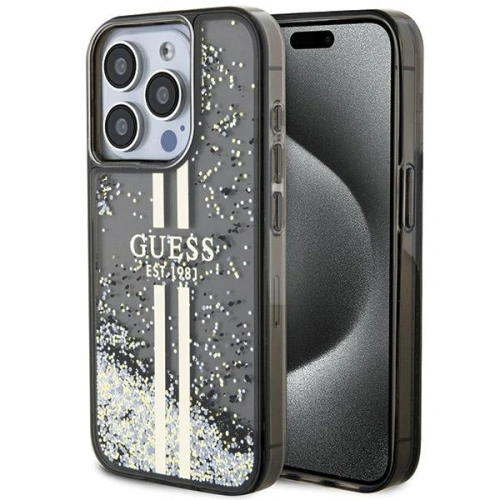 Kup Etui Guess GUHCP15XLFCSEGK Apple iPhone 15 Pro Max kemény tok Liquid Glitter Gold Stripes fekete/szürke - GUE3199 - {ean13} - Sklep Home Screen