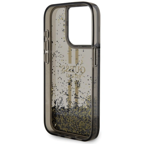 Buy Guess GUHCP15XLFCSEGK Apple iPhone 15 Pro Max hardcase Liquid Glitter Gold Stripes black - GUE3199 - {ean13} - Home Screen Store Europe