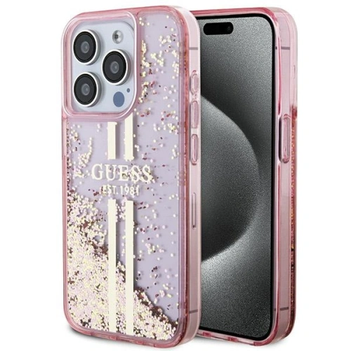 Kup Etui Guess GUHCP15XLFCSEGP Apple iPhone 15 Pro Max hardcase Liquid Glitter Gold Stripes růžový/pink - GUE3200 - {ean13} - Sklep Home Screen