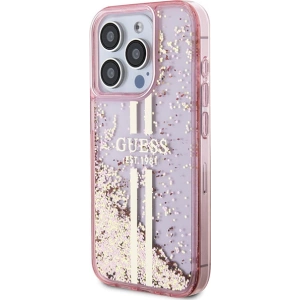 Buy Guess GUHCP15XLFCSEGP Apple iPhone 15 Pro Max hardcase Liquid Glitter Gold Stripes pink - GUE3200 - {ean13} - Home Screen Store Europe