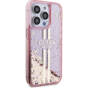 Buy Guess GUHCP15XLFCSEGP Apple iPhone 15 Pro Max hardcase Liquid Glitter Gold Stripes pink - GUE3200 - {ean13} - Home Screen Store Europe