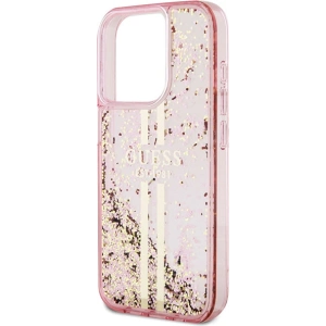 Buy Guess GUHCP15XLFCSEGP Apple iPhone 15 Pro Max hardcase Liquid Glitter Gold Stripes pink - GUE3200 - {ean13} - Home Screen Store Europe