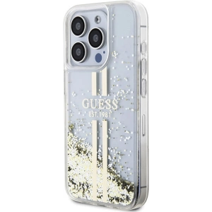 Buy Guess GUHCP15XLFCSEGT Apple iPhone 15 Pro Max hardcase Liquid Glitter Gold Stripes transparent - GUE3201 - {ean13} - Home Screen Store Europe