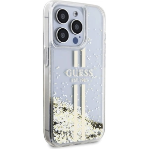 Buy Guess GUHCP15XLFCSEGT Apple iPhone 15 Pro Max hardcase Liquid Glitter Gold Stripes transparent - GUE3201 - {ean13} - Home Screen Store Europe
