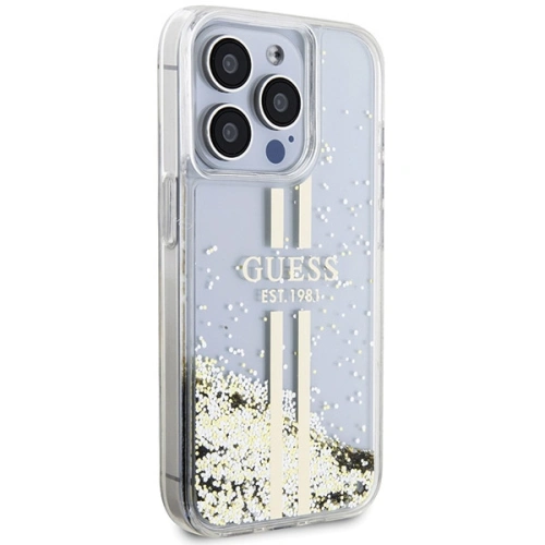 Kup Etui Guess GUHCP15XLFCSEGT Apple iPhone 15 Pro Max hardcase Liquid Glitter Gold Stripes transparent - GUE3201 - {ean13} - Sklep Home Screen