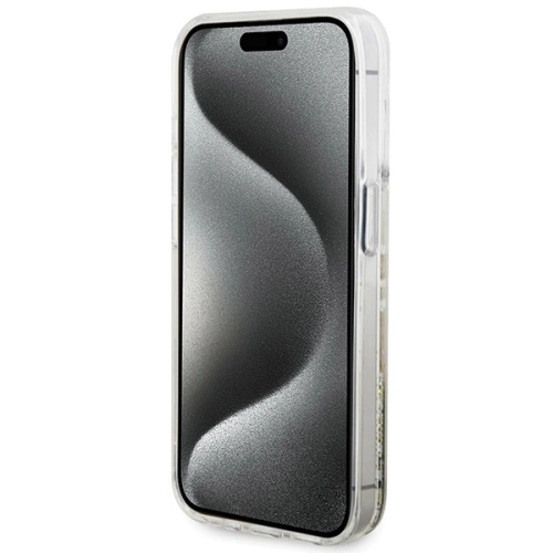 Buy Guess GUHCP15XLFCSEGT Apple iPhone 15 Pro Max hardcase Liquid Glitter Gold Stripes transparent - GUE3201 - {ean13} - Home Screen Store Europe