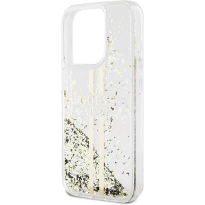 Buy Guess GUHCP15XLFCSEGT Apple iPhone 15 Pro Max hardcase Liquid Glitter Gold Stripes transparent - GUE3201 - {ean13} - Home Screen Store Europe