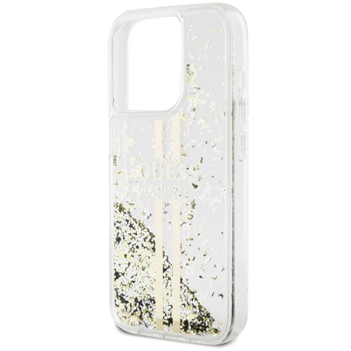 Buy Guess GUHCP15XLFCSEGT Apple iPhone 15 Pro Max hardcase Liquid Glitter Gold Stripes transparent - GUE3201 - {ean13} - Home Screen Store Europe