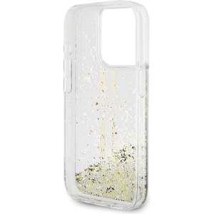 Buy Guess GUHCP15XLFCSEGT Apple iPhone 15 Pro Max hardcase Liquid Glitter Gold Stripes transparent - GUE3201 - {ean13} - Home Screen Store Europe