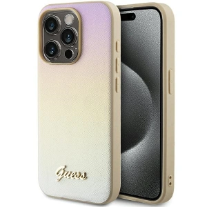 Kup Etui Guess GUHCP15XPSAIRSD Apple iPhone 15 Pro Max hardcase Saffiano Iridescent Script aurie/gold - GUE3202 - {ean13} - Sklep Home Screen