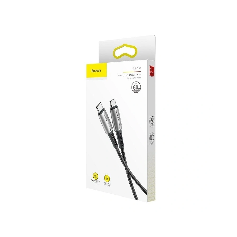 Kabel USB-C PD Baseus Water Drop Power Delivery 2.0 60W 1m (czarny)