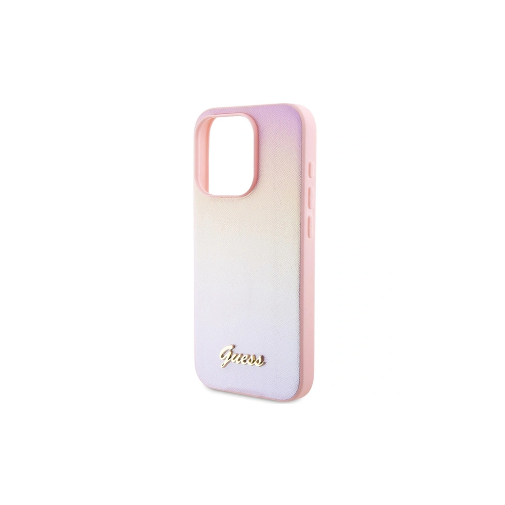 Etui Guess GUHCP15XPSAIRSP Apple iPhone 15 Pro Max hardcase Saffiano Iridescent Script różowy/pink