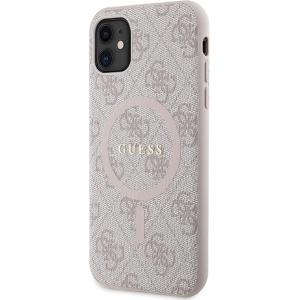 Kup Case Guess GUHMN61G4GFRP Apple iPhone 11 / XR Hartschale 4G Collection Leder Metall-Logo MagSafe rosa/pink - GUE3206 - {ean13} - Sklep Home Screen