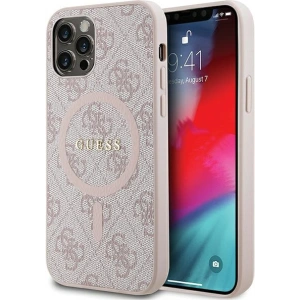 Kup Etui Guess GUHMP12MG4GFRP Apple iPhone 12 / 12 Pro hardcase 4G Collection Leather Metal Logo MagSafe różowy/pink - GUE3209 - {ean13} - Sklep Home Screen