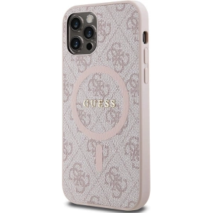 Kup Etui Guess GUHMP12MG4GFRP Apple iPhone 12 / 12 Pro kemény tok 4G Collection Bőr Fém Logó MagSafe rózsaszín/pink - GUE3209 - {ean13} - Sklep Home Screen