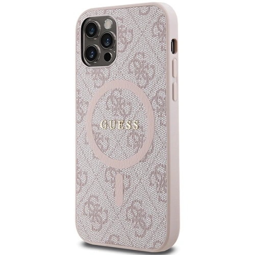 Buy Guess GUHMP12MG4GFRP Apple iPhone 12 / 12 Pro hardcase 4G Collection Leather Metal Logo MagSafe pink - GUE3209 - {ean13} - Home Screen Store Europe