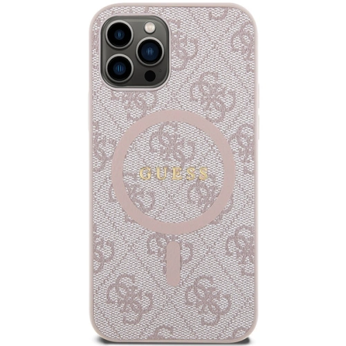 Kup Etui Guess GUHMP12MG4GFRP Apple iPhone 12 / 12 Pro hardcase 4G Collection Leather Metal Logo MagSafe różowy/pink - GUE3209 - {ean13} - Sklep Home Screen