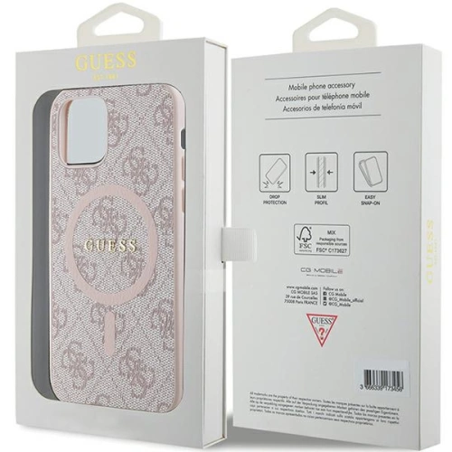 Kup Etui Guess GUHMP12MG4GFRP Apple iPhone 12 / 12 Pro kemény tok 4G Collection Bőr Fém Logó MagSafe rózsaszín/pink - GUE3209 - {ean13} - Sklep Home Screen