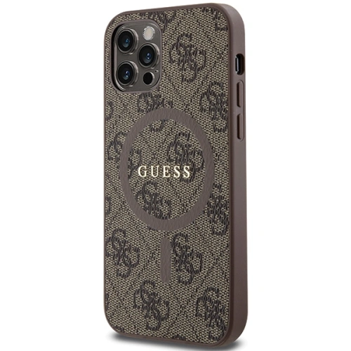 Buy Guess GUHMP12MG4GFRW Apple iPhone 12 / 12 Pro hardcase 4G Collection Leather Metal Logo MagSafe brown - GUE3210 - {ean13} - Home Screen Store Europe
