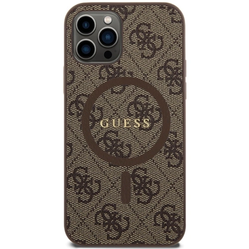 Buy Guess GUHMP12MG4GFRW Apple iPhone 12 / 12 Pro hardcase 4G Collection Leather Metal Logo MagSafe brown - GUE3210 - {ean13} - Home Screen Store Europe
