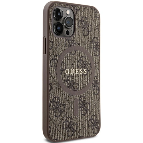 Buy Guess GUHMP12MG4GFRW Apple iPhone 12 / 12 Pro hardcase 4G Collection Leather Metal Logo MagSafe brown - GUE3210 - {ean13} - Home Screen Store Europe
