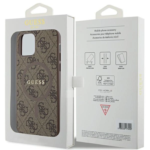 Buy Guess GUHMP12MG4GFRW Apple iPhone 12 / 12 Pro hardcase 4G Collection Leather Metal Logo MagSafe brown - GUE3210 - {ean13} - Home Screen Store Europe