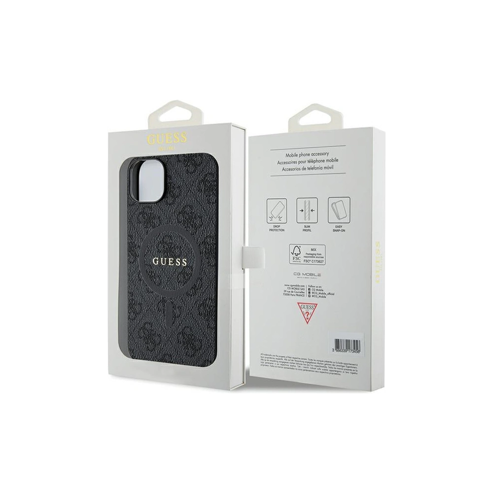Etui Guess GUHMP14SG4GFRK Apple iPhone 14 / 15 hardcase 4G Collection Leather Metal Logo MagSafe czarne/black