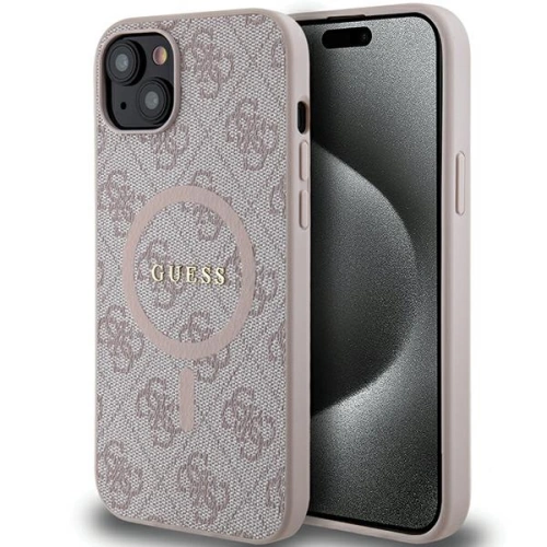 Kup Etui Guess GUHMP14SG4GFRP Apple iPhone 14 / 15 hardcase 4G Collection Leather Metal Logo MagSafe różowe/pink - GUE3222 - {ean13} - Sklep Home Screen
