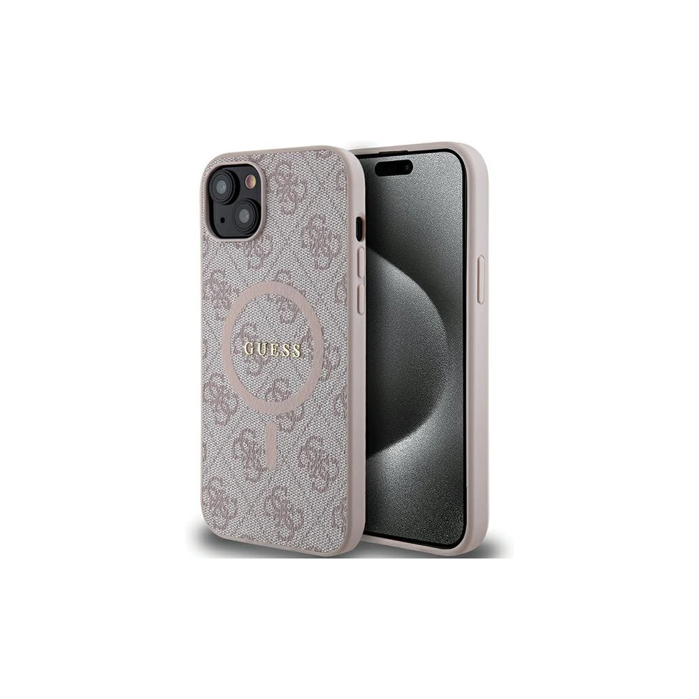 Etui Guess GUHMP14SG4GFRP Apple iPhone 14 / 15 hardcase 4G Collection Leather Metal Logo MagSafe różowe/pink