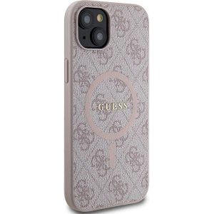 Etui Guess GUHMP14SG4GFRP Apple iPhone 14 / 15 hardcase 4G Collection Leather Metal Logo MagSafe różowe/pink