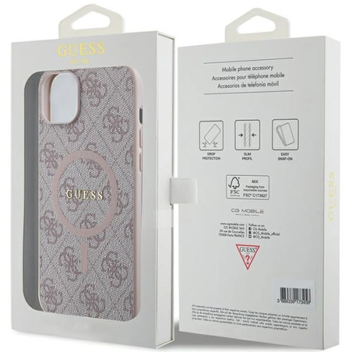 Kup Etui Guess GUHMP14SG4GFRP Apple iPhone 14 / 15 hardcase 4G Collection Leather Metal Logo MagSafe różowe/pink - GUE3222 - {ean13} - Sklep Home Screen