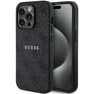 Etui Guess GUHMP14XG4GFRK Apple iPhone 14 Pro Max keménytok 4G Gyűjtemény Bőr Fém Logó MagSafe fekete/black
