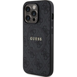 Etui Guess GUHMP14XG4GFRK Apple iPhone 14 Pro Max hardcase Colecția 4G Piele Metal Logo MagSafe negru/black