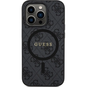 Etui Guess GUHMP14XG4GFRK Apple iPhone 14 Pro Max hardcase Colecția 4G Piele Metal Logo MagSafe negru/black