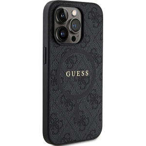 Etui Guess GUHMP14XG4GFRK Apple iPhone 14 Pro Max hardcase Colecția 4G Piele Metal Logo MagSafe negru/black