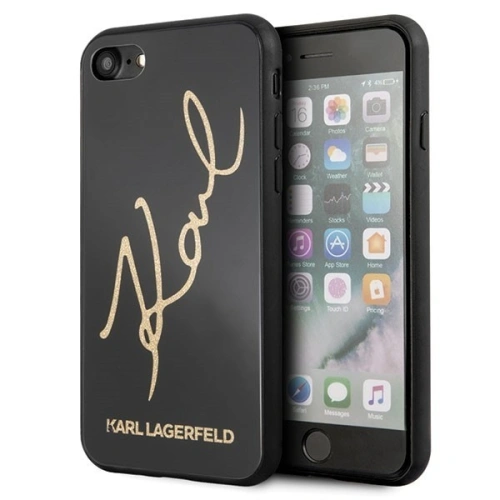 Kup Karl Lagerfeld Apple KLHCI8DLKSBK iPhone SE 2022/SE 2020/8/7 schwarz/schwarzes Hartschalenetui Signature Glitter - KLD069BLK - {ean13} - Sklep Home Screen